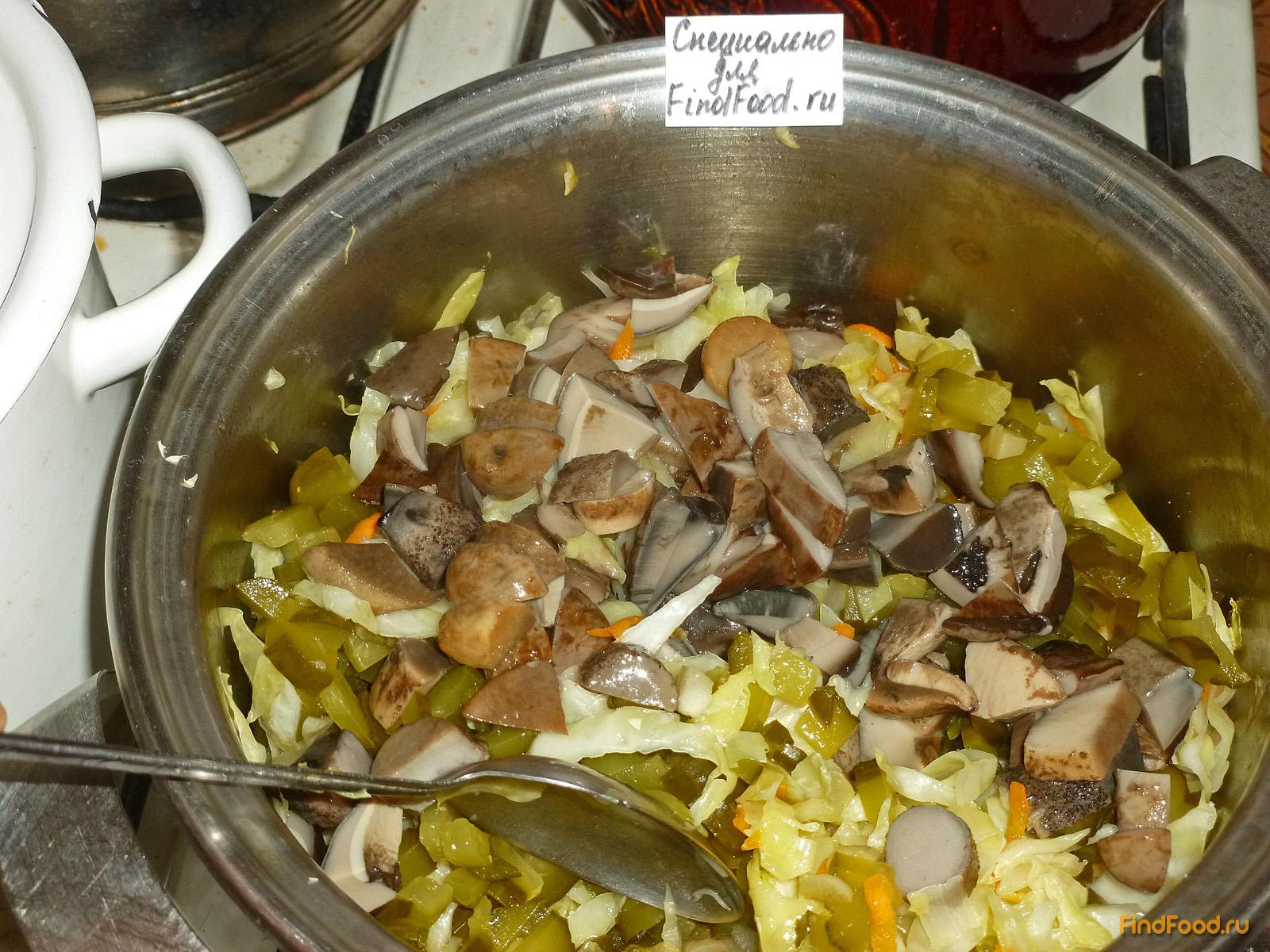 Постная капуста с грибами и солеными огурцами рецепт с фото 12-го шага 